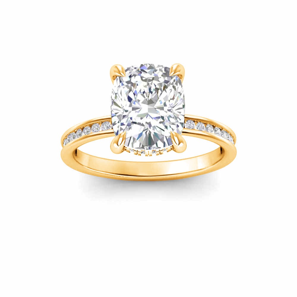 4 Ct Rectangular Cushion Lab Diamond Dainty Channel Set Engagement Ring