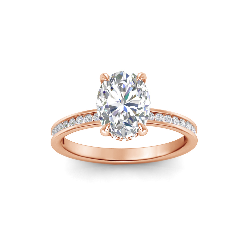 1 Ct Oval Lab Diamond Dainty Channel Set Engagement Ring