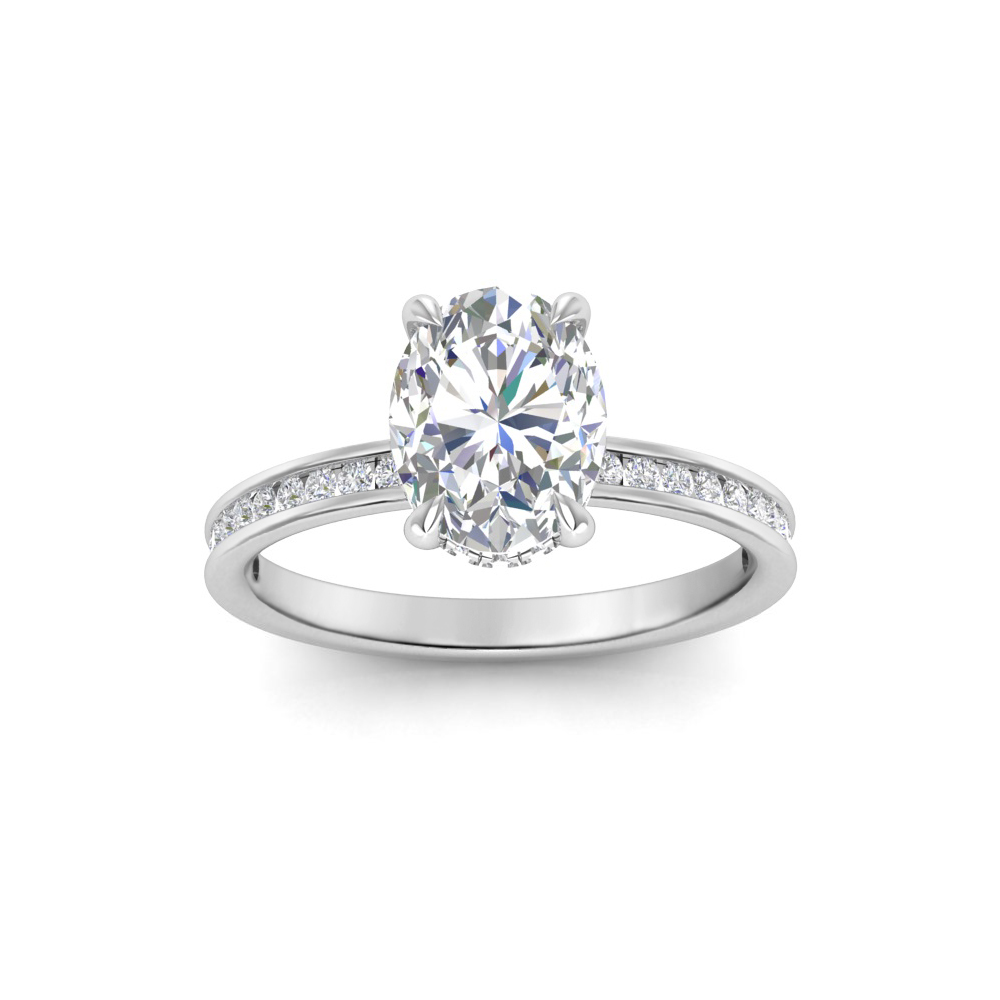 1 Ct Oval Moissanite Dainty Channel Set Engagement Ring