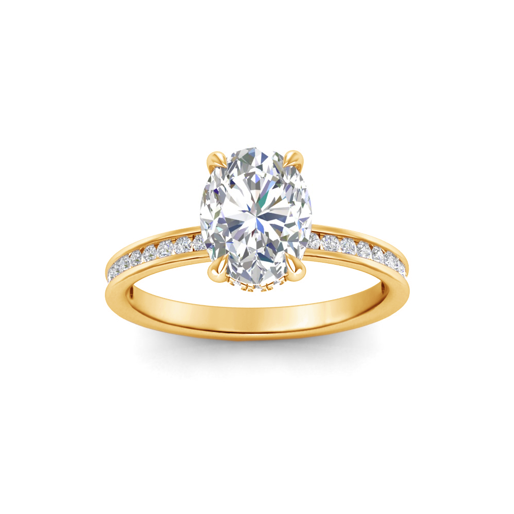 2 Ct Oval Lab Diamond Dainty Channel Set Engagement Ring