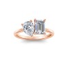 2 Ctw Toi et Moi Two Stone Ring with Pear & Emerald-Cut Moissanite