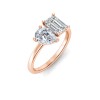 2 Ctw Toi et Moi Two Stone Ring with Pear & Emerald-Cut Moissanite