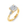 5 Ct Cushion Lab Diamond Three Stone Tapered Engagement Ring