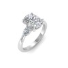 1 Ct Elongated Cushion Moissanite Three Stone Tapered Engagement Ring