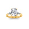 2 Ct Elongated Cushion Colorless Lab Diamond Three Stone Tapered Engagement Ring