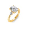 2 Ct Elongated Cushion Colorless Lab Diamond Three Stone Tapered Engagement Ring