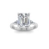 2.5 Ct Emerald Lab Diamond Three Stone Tapered Engagement Ring