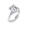 2.5 Ct Emerald Lab Diamond Three Stone Tapered Engagement Ring