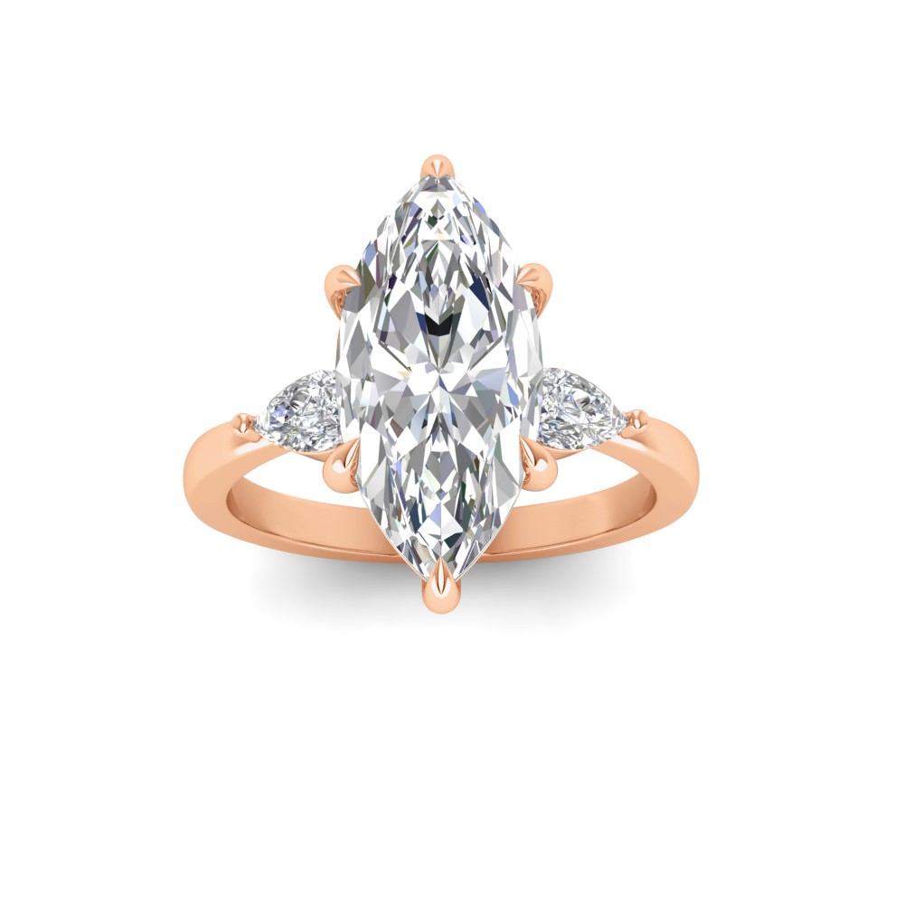 5 Ct Marquise Moissanite Three Stone Tapered Engagement Ring