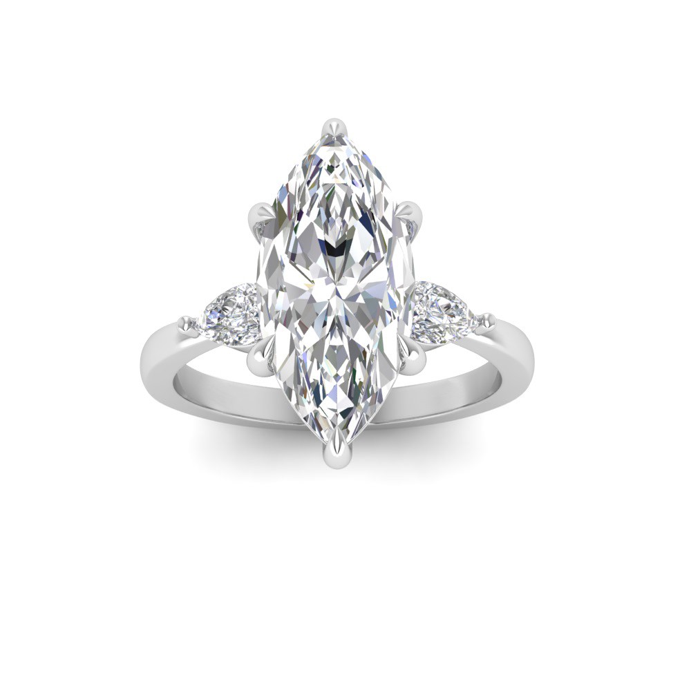 1 Ct Marquise Moissanite Three Stone Tapered Engagement Ring