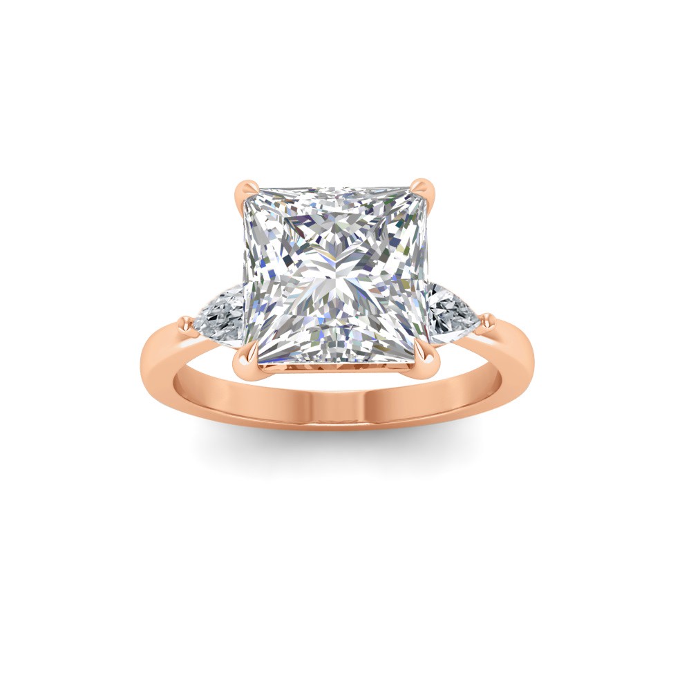 2.5 Ct Princess Lab Diamond Three Stone Tapered Engagement Ring