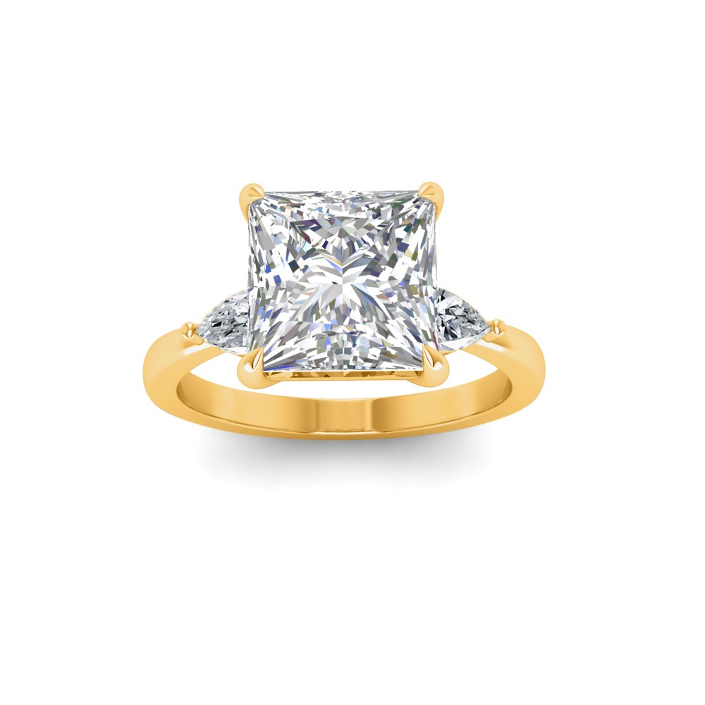 1 Ct Princess Moissanite Three Stone Tapered Engagement Ring