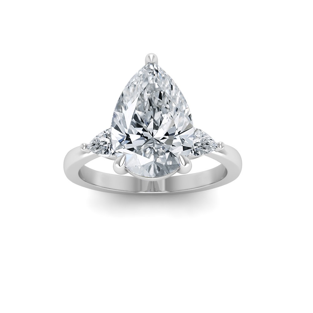3.5 Ct Pear Lab Diamond Three Stone Whisper Engagement Ring