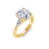 3.5 Ct Round Moissanite Three Stone Tapered Engagement Ring