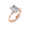 1 Ct Radiant Moissanite Three Stone Tapered Engagement Ring