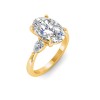 4 Ct Oval Lab Diamond Three Stone Tapered Engagement Ring