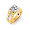 3 Ct Round Colorless Lab Diamond Wide Band Channel Set Engagement Ring