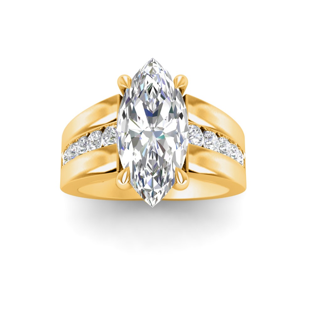 4 Ct Marquise Moissanite Wide Band Channel Set Engagement Ring