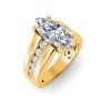 4 Ct Marquise Moissanite Wide Band Channel Set Engagement Ring