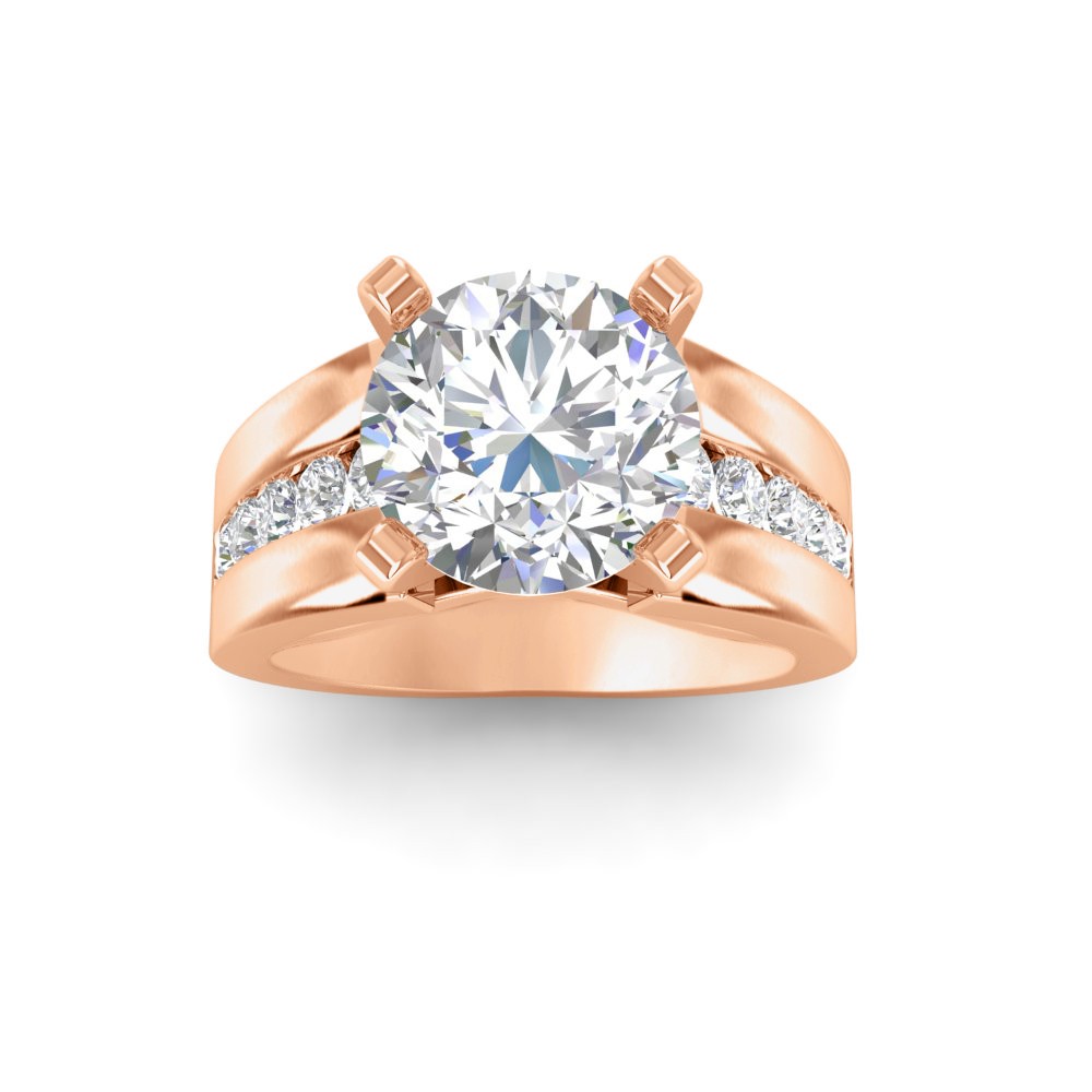 4 Ct Round Lab Diamond Wide Band Channel Set Engagement Ring