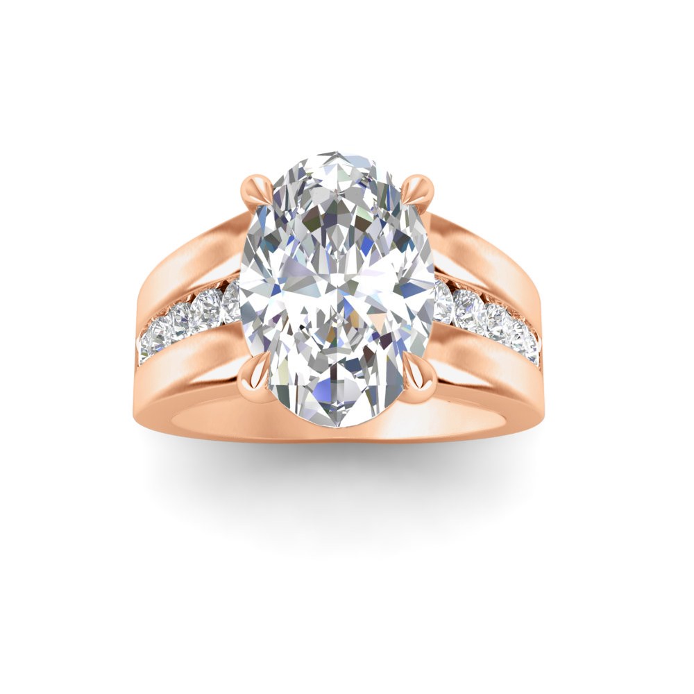 2 Ct Oval Lab Diamond Wide Band Channel Set Engagement Ring