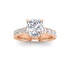 4 Ct Cushion Lab Diamond Secret Halo Classic Engagement Ring with Accent Diamonds
