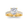 4 Ct Cushion Colorless Lab Diamond Secret Halo Classic Engagement Ring with Accent Diamonds