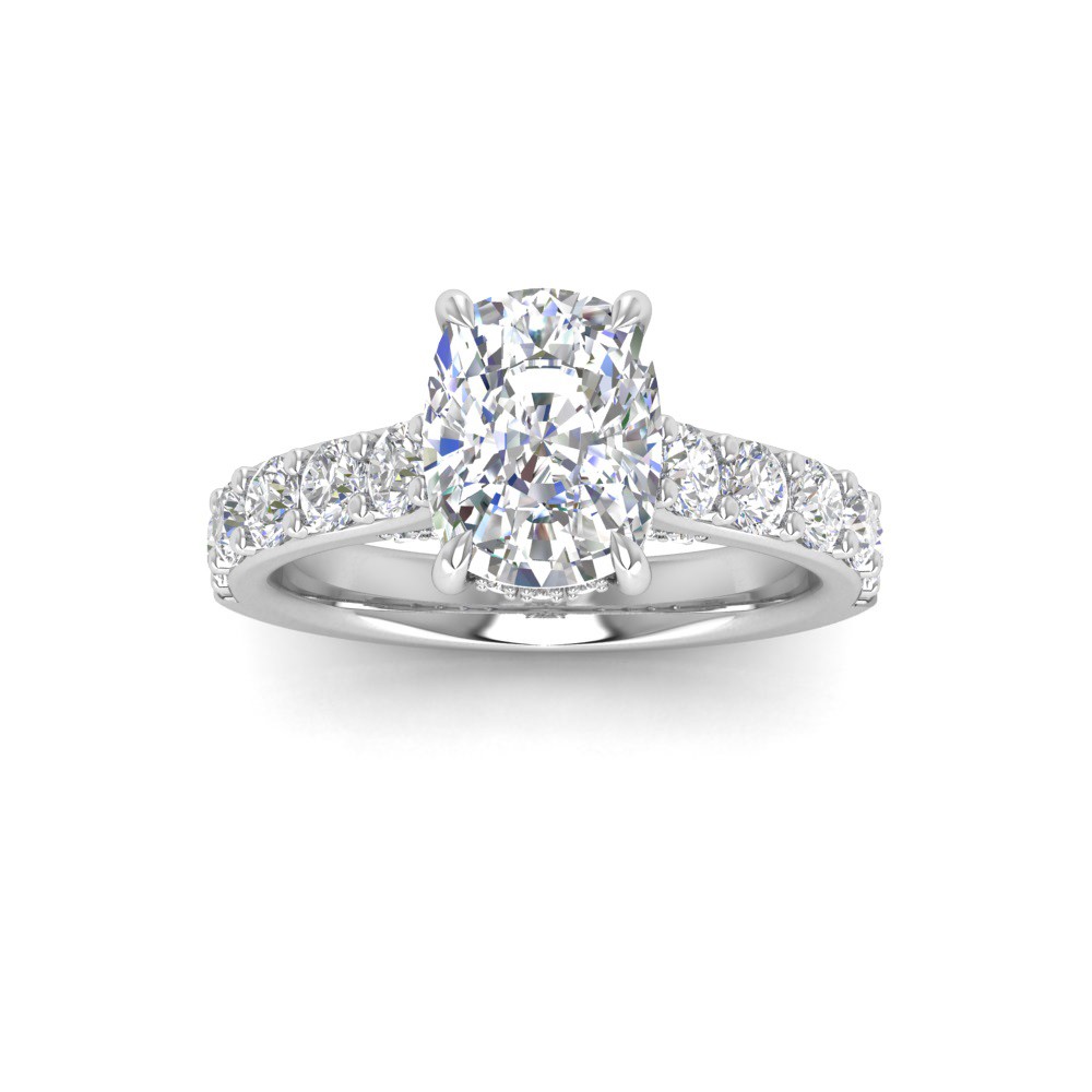 3 Ct Rectangular Cushion Lab Diamond Secret Halo Classic Engagement ...