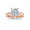 3 Ct Emerald Lab Diamond Secret Halo Classic Engagement Ring with Accent Diamonds
