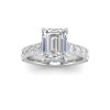 1 Ct Emerald Colorless Lab Diamond Secret Halo Classic Engagement Ring with Accent Diamonds