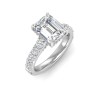 1 Ct Emerald Colorless Lab Diamond Secret Halo Classic Engagement Ring with Accent Diamonds