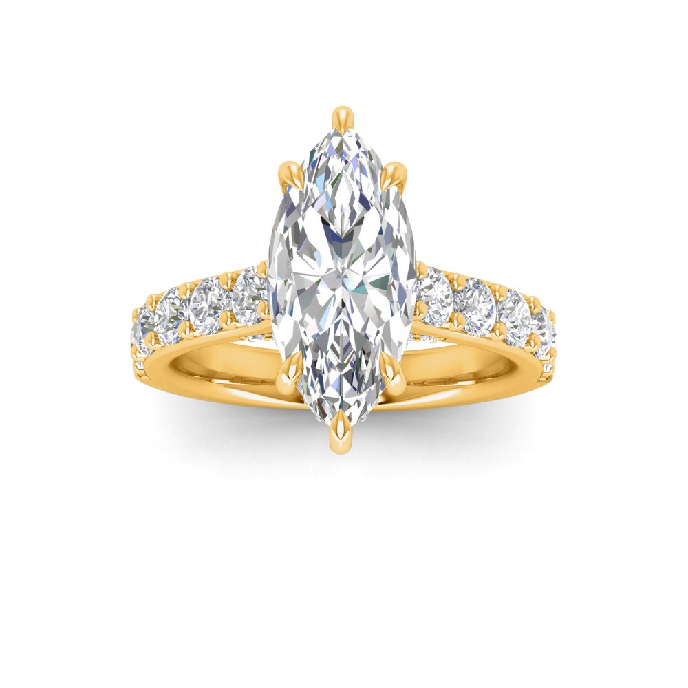 4 Ct Marquise Lab Diamond Secret Halo Classic Engagement Ring with Accent Diamonds