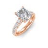 3 Ct Radiant Colorless Lab Diamond Secret Halo Classic Engagement Ring with Accent Diamonds