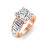 5 Ct Cushion Lab Diamond Statement Engagement Ring with Wide Baguette Band