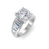 4 Ct Cushion Lab Diamond Statement Engagement Ring with Wide Baguette Band