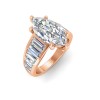 3 Ct Marquise Lab Diamond Statement Engagement Ring with Wide Baguette Band