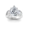 2 Ct Pear Moissanite Statement Engagement Ring with Wide Baguette Band