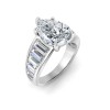 2 Ct Pear Moissanite Statement Engagement Ring with Wide Baguette Band