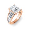 5 Ct Emerald Lab Diamond Statement Engagement Ring with Wide Baguette Band