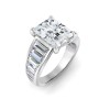 3 Ct Radiant Moissanite Statement Engagement Ring with Wide Baguette Band