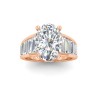 6 Ct Oval Lab Diamond Statement Engagement Ring with Wide Baguette Band