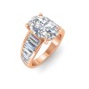 6 Ct Oval Lab Diamond Statement Engagement Ring with Wide Baguette Band