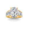 6 Ct Oval Moissanite Statement Engagement Ring with Wide Baguette Band