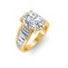 6 Ct Oval Moissanite Statement Engagement Ring with Wide Baguette Band