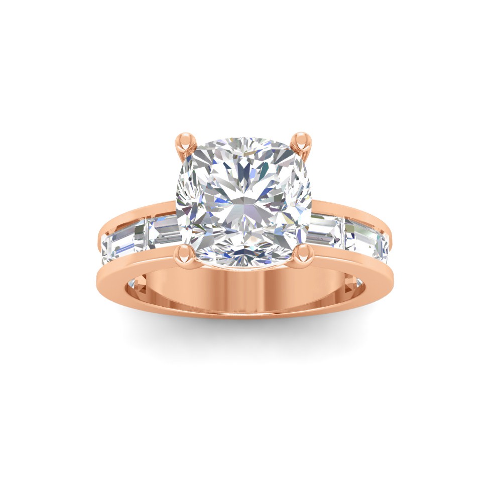 2 Ct Cushion Lab Diamond Channel Set Engagement Ring