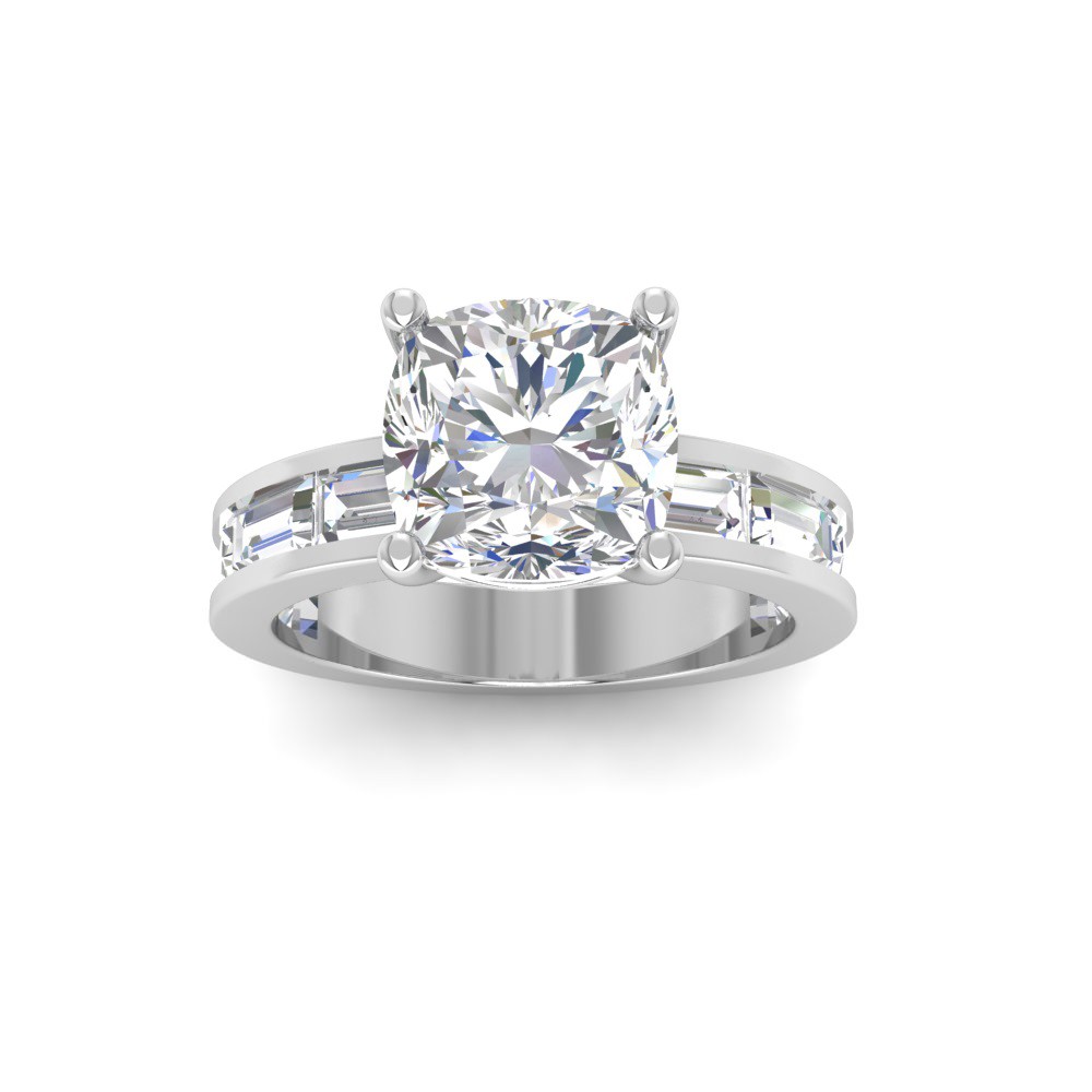 4 Ct Cushion Lab Diamond Channel Set Engagement Ring