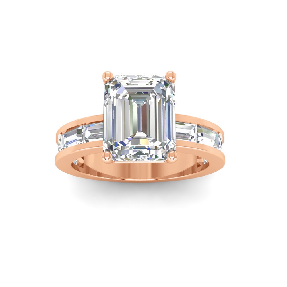 4 Ct Emerald Lab Diamond Channel Set Engagement Ring