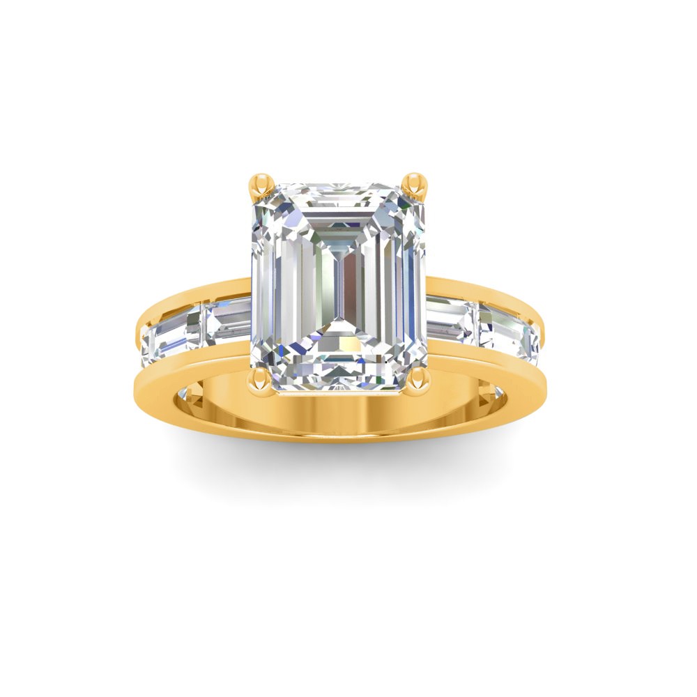 3 Ct Emerald Lab Diamond Channel Set Engagement Ring