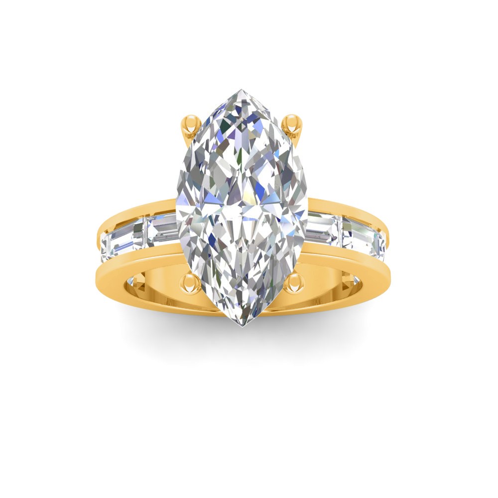 3 Ct Marquise Lab Diamond Channel Set Engagement Ring