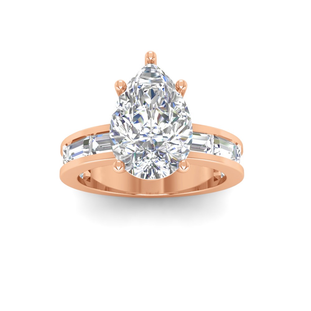 2 Ct Pear Lab Diamond Channel Set Engagement Ring